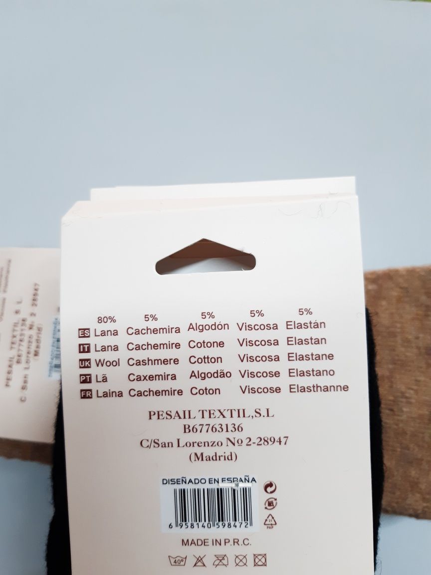 6 pares de meias novas em lã, tamanho 35-40