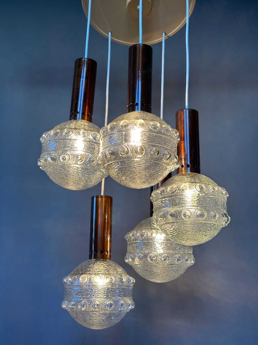 Kaskadowa lampa wisząca Vintage kule bubble, Niemcy lata 60-te
