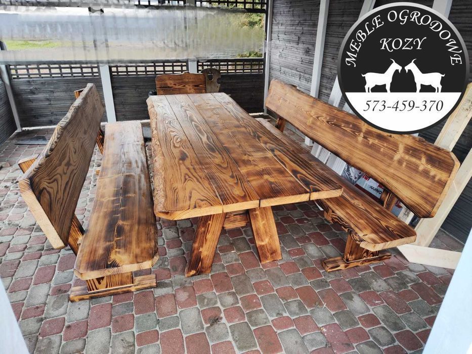 NOWE CENY! Meble ogrodowe drewniane góralskie. Lite drewno ławka stół