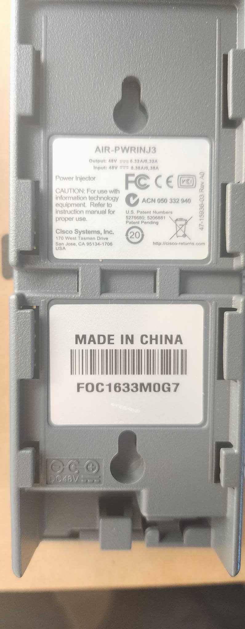 Cisco AIR-PWRINJ3 15W Aironet Power Injector
