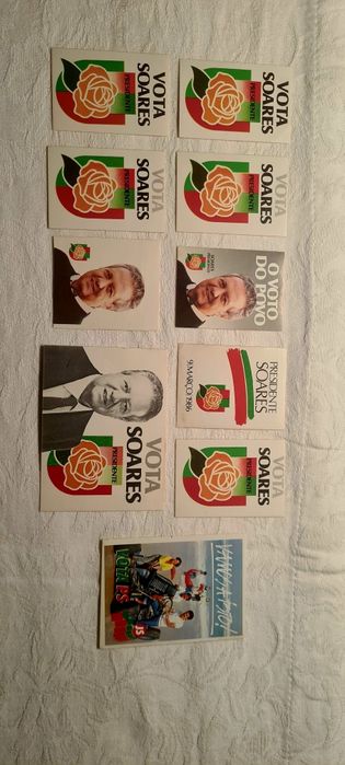 Autocolantes da campanha presidencial de Mario Soares 1986 e Postal.
