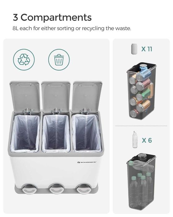 Nowy kosz na śmieci / śmietnik / 3x8L / SONGMICS !6120!