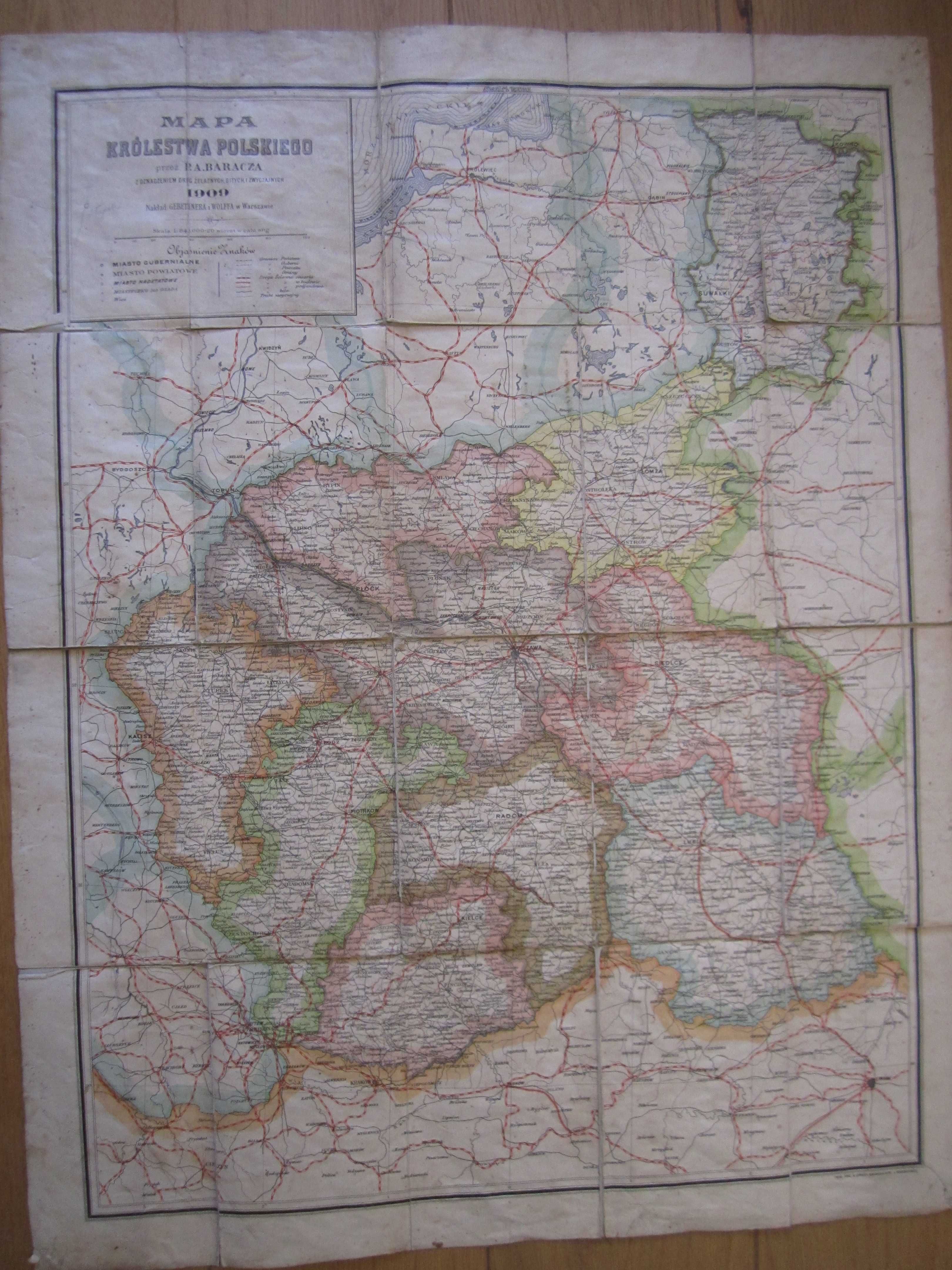 Mapa Królestwa Polskiego  - 1909 rok