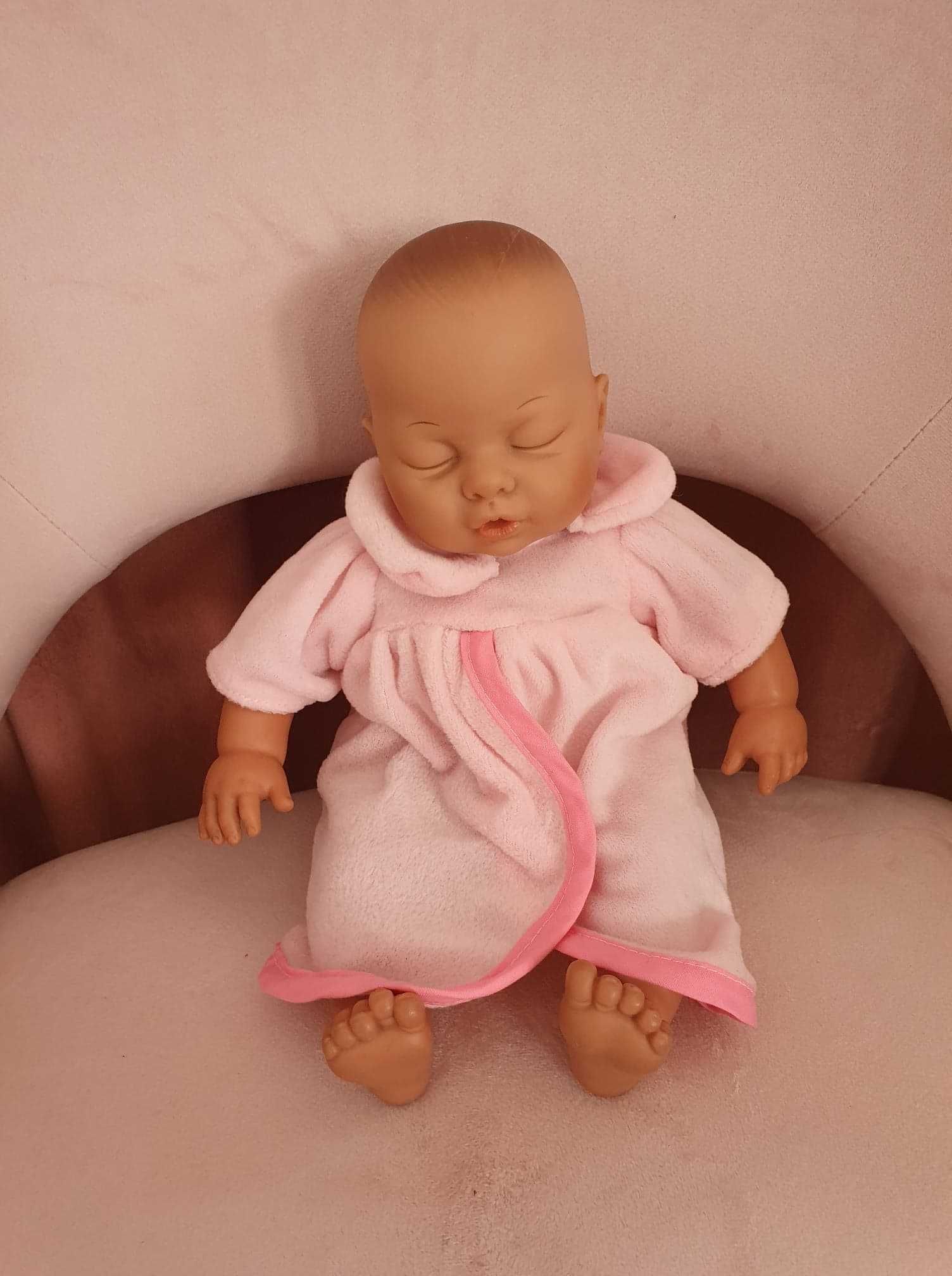 Ubranko dla lalki bobasa 30-34cm sukienka różowa welurowa