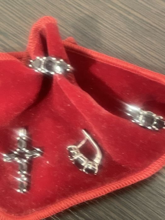 Набор серебрянный с черного граната