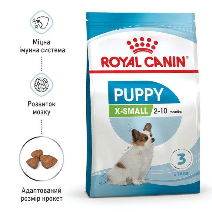 3+11кг! Корм для цуценят мініатюрних порід Royal Canin X-small Puppy