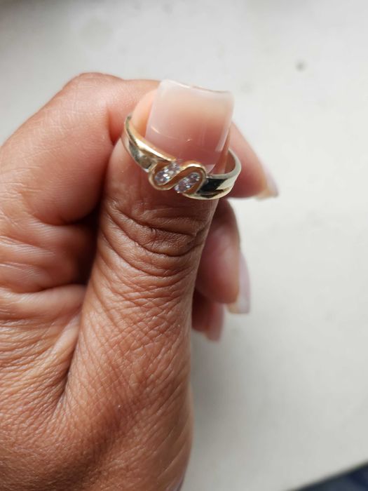 Anel ouro branco e dourado