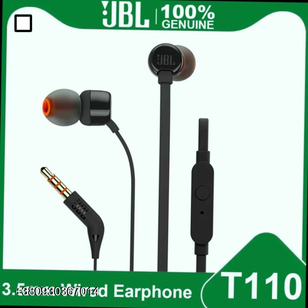 Проводные вакуумные наушники с микрофоном JBL Tune 110 Black новые 3,5