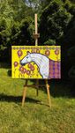 Obraz olejny siwy koń 60 x 90 cm Koń na sprzedaż