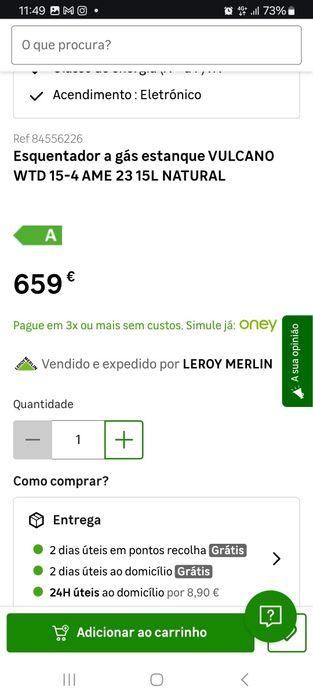 Esquentador novo (entrega incluida)