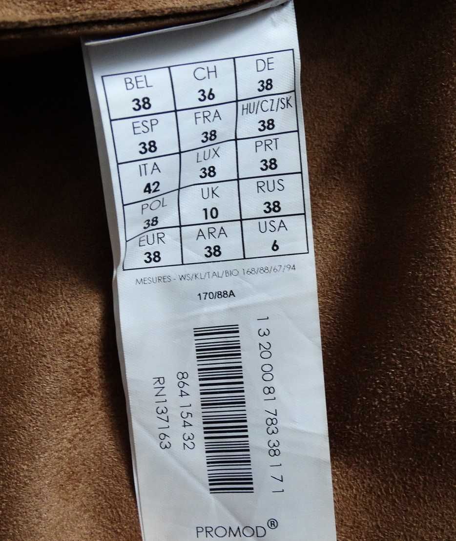 Zamszowa brązowa sukienka Promod rozm. 36/S do pracy eko zamsz