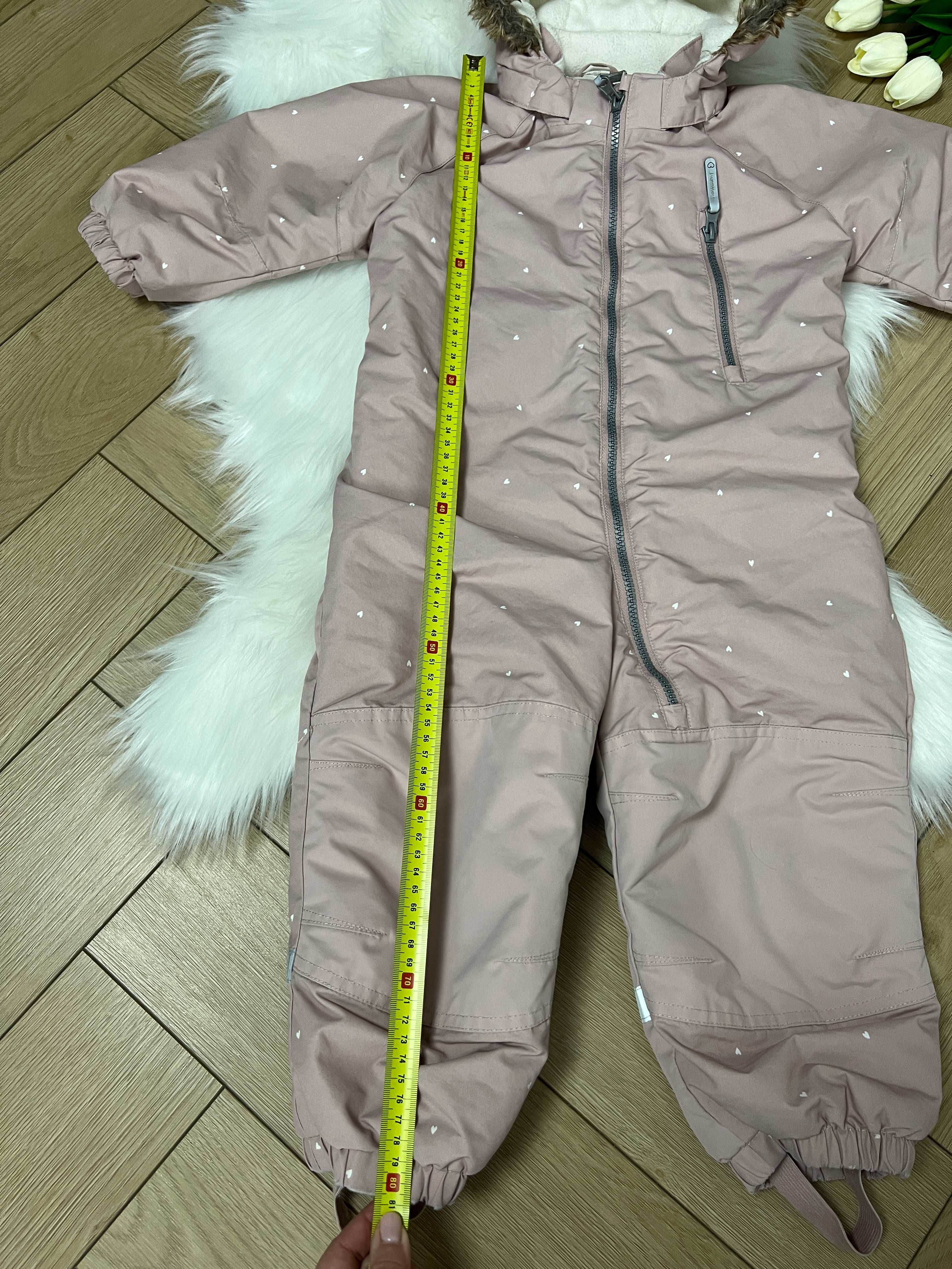 Kombinezon zimowy H&M pudrowy róż rozmiar 92/98 odpinany kaptur
