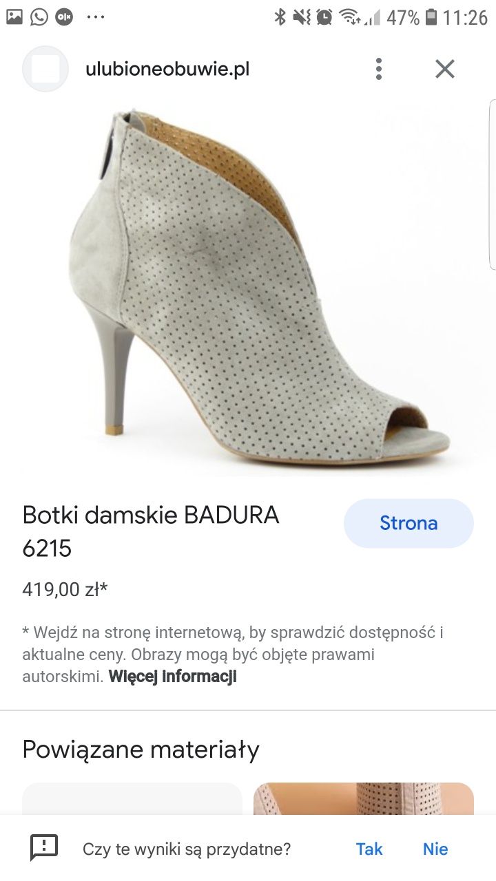 Botki Badura skóra naturalna,  skorzane szpilki 36