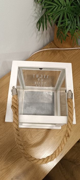 Білий дерев'яний декоративний ліхтар підсвічник фонарь jusk юск