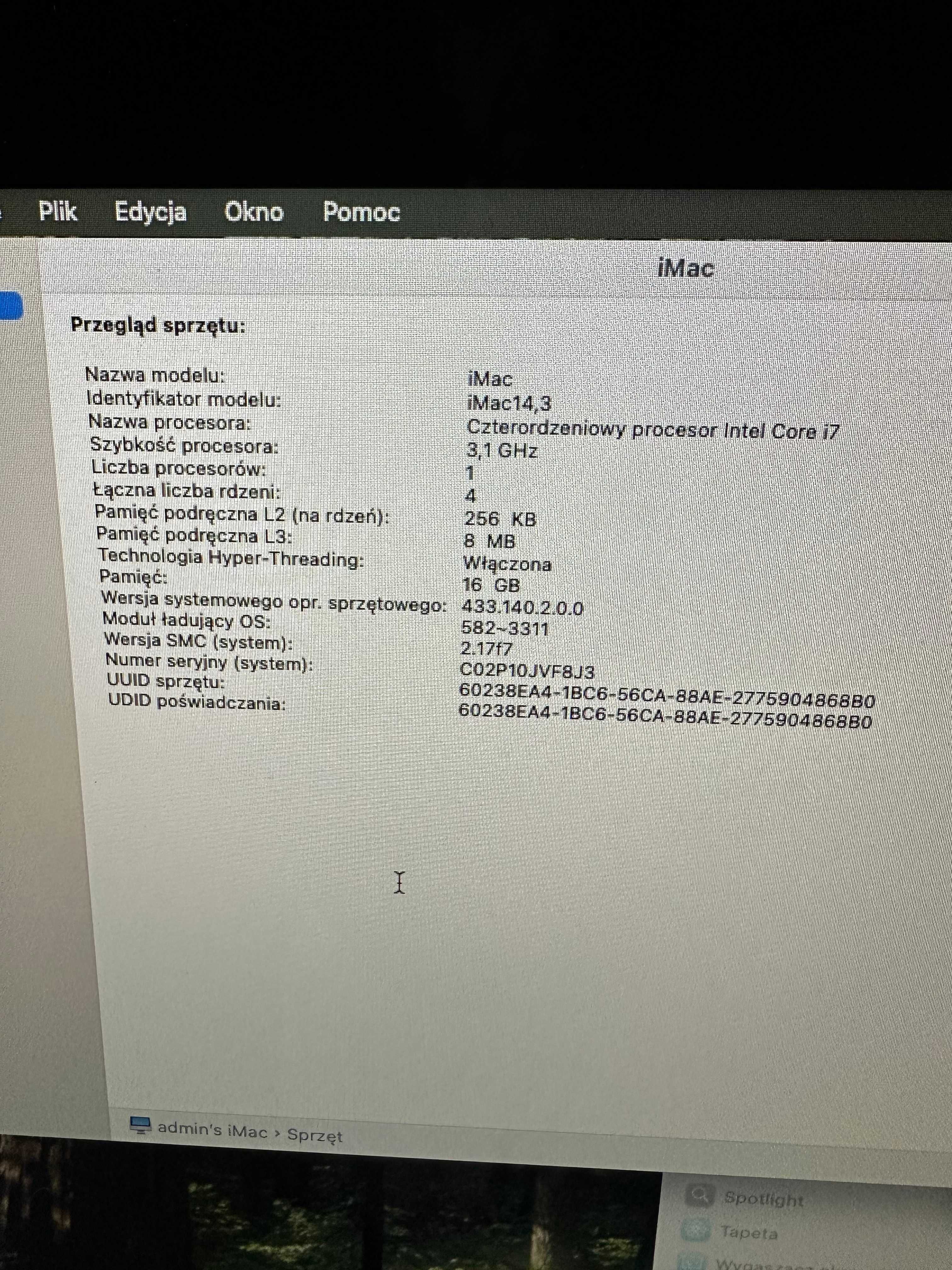 Szybki iMac 21,5 i7 16GB RAM NOWY SSD 500GB macOS Sequoia Idealny stan