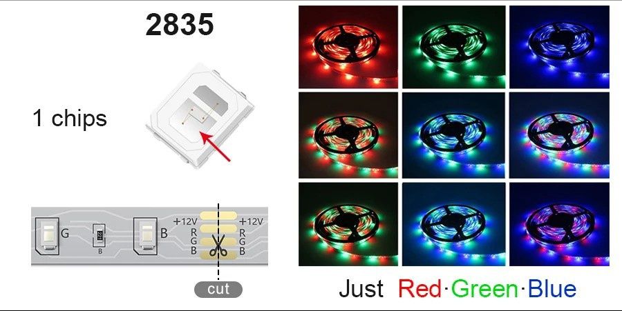 Стрічка світлодіодна 12в LED 5м 3529 RGB. Комплект. Водонепроникна.