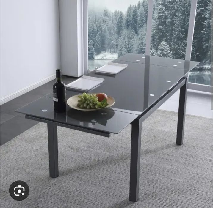 Mesa de jantar extensível de vidro temperado