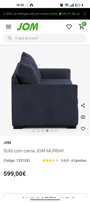 Sofá cama azul como novo