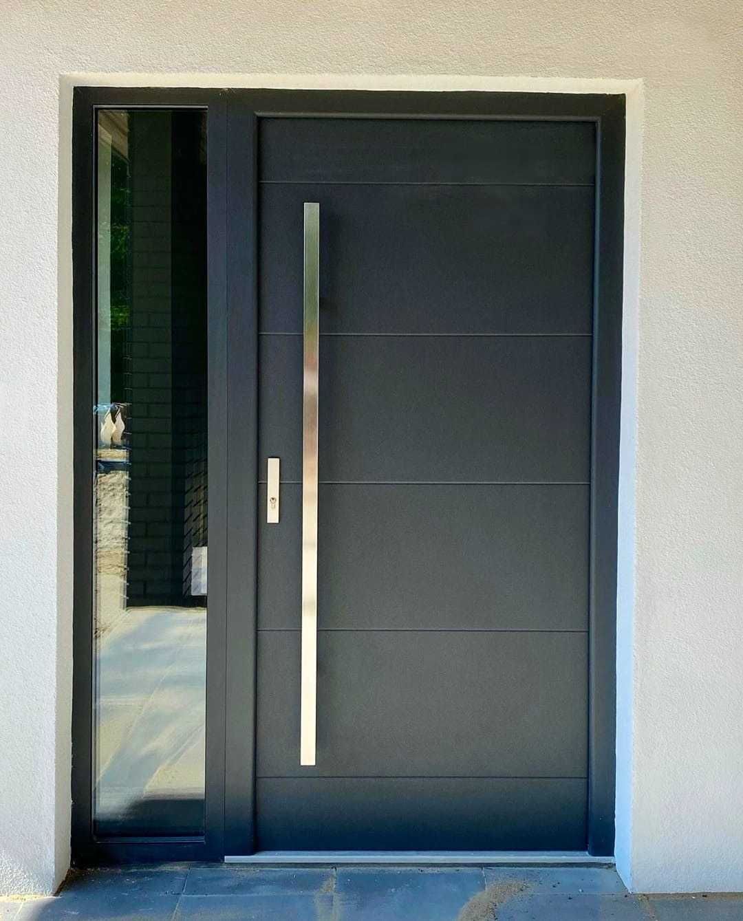 Drzwi zewnętrzne wejściowe drewniane dębowe żółte dostawa gratis