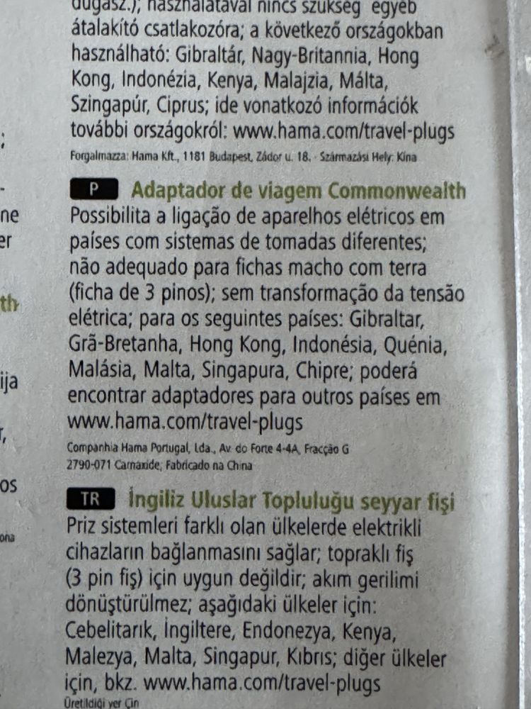 Adaptador tomada para viagem