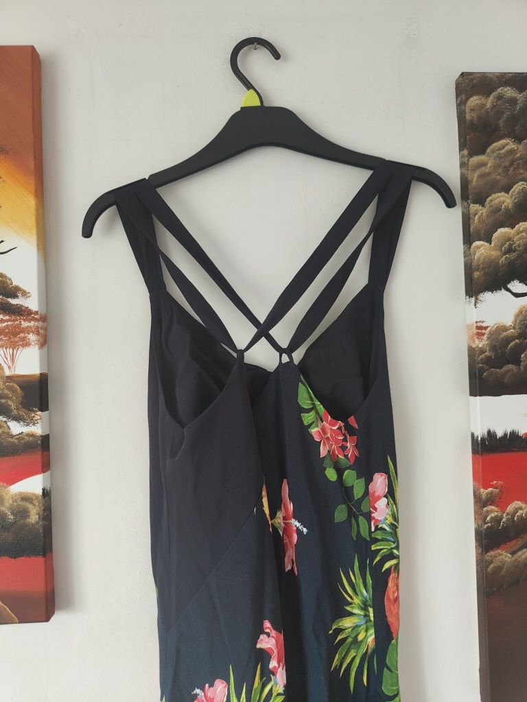 Przepiękna długa sukienka maxi letnia ozdobne plecy ananasy lato
