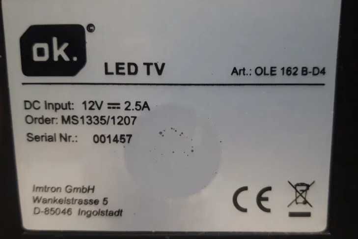 Telewizor 12V i 230V led ekran 15.6 cala z pilot domek camping Z.K.