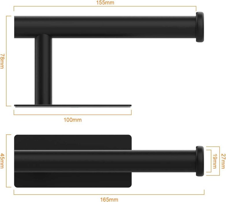 Uchwyt na papier toaletowy samoprzylepny czarny