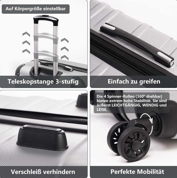 Zestaw trzech walizek podróżnych COOLIFE z twardą obudową ABS