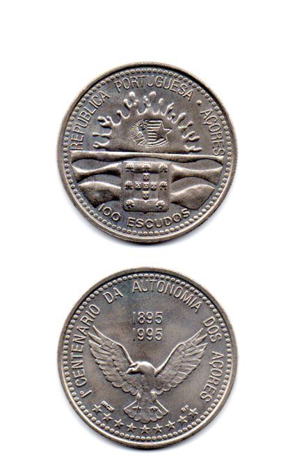 moeda de 100 escudos  100 anos autonomia dos açores
