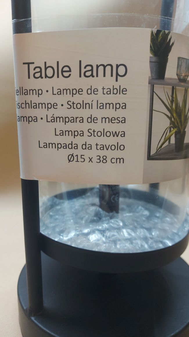 Lampa stołowa z zarowka, loft na baterie 38cm