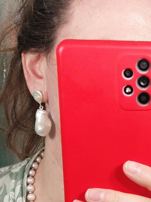 Роскошный жемчуг, природный барочный, серьги