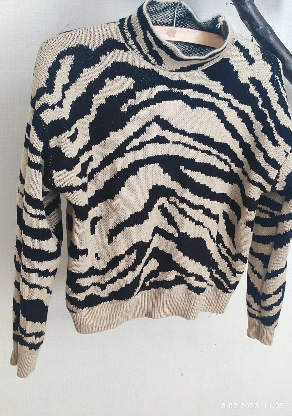 Sweter dzianinowy zebra S shein