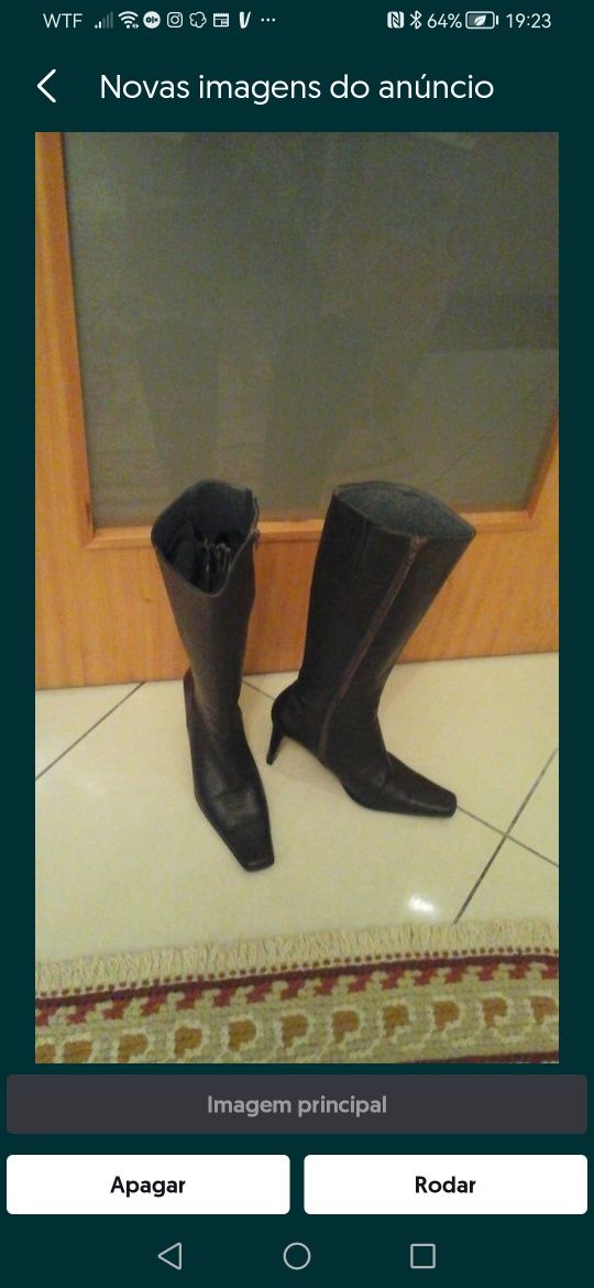 Botas Strena - em pele e verniz, preto+sapatos  castanhos em pele