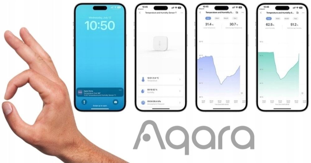 BATERYJNY CZUJNIK TEMPERATURY Wilgotności Aqara T1 ZigBee 3.0 Apple Ho