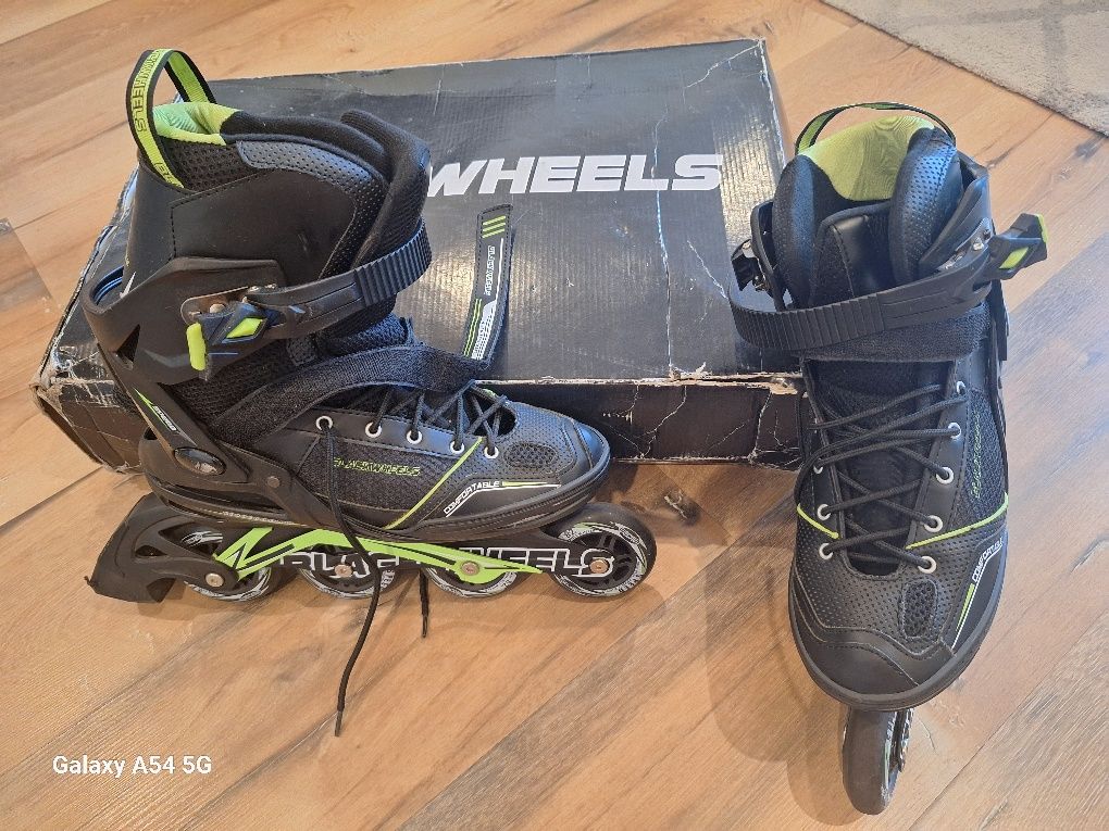 Rolki Blackwheels Slalom Czarny Zielony, roz. 42, średnia 80mm,  82A,