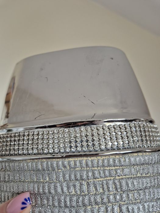 Duży wazon home&you srebrny metaliczny glamour cyrkonie szary obły