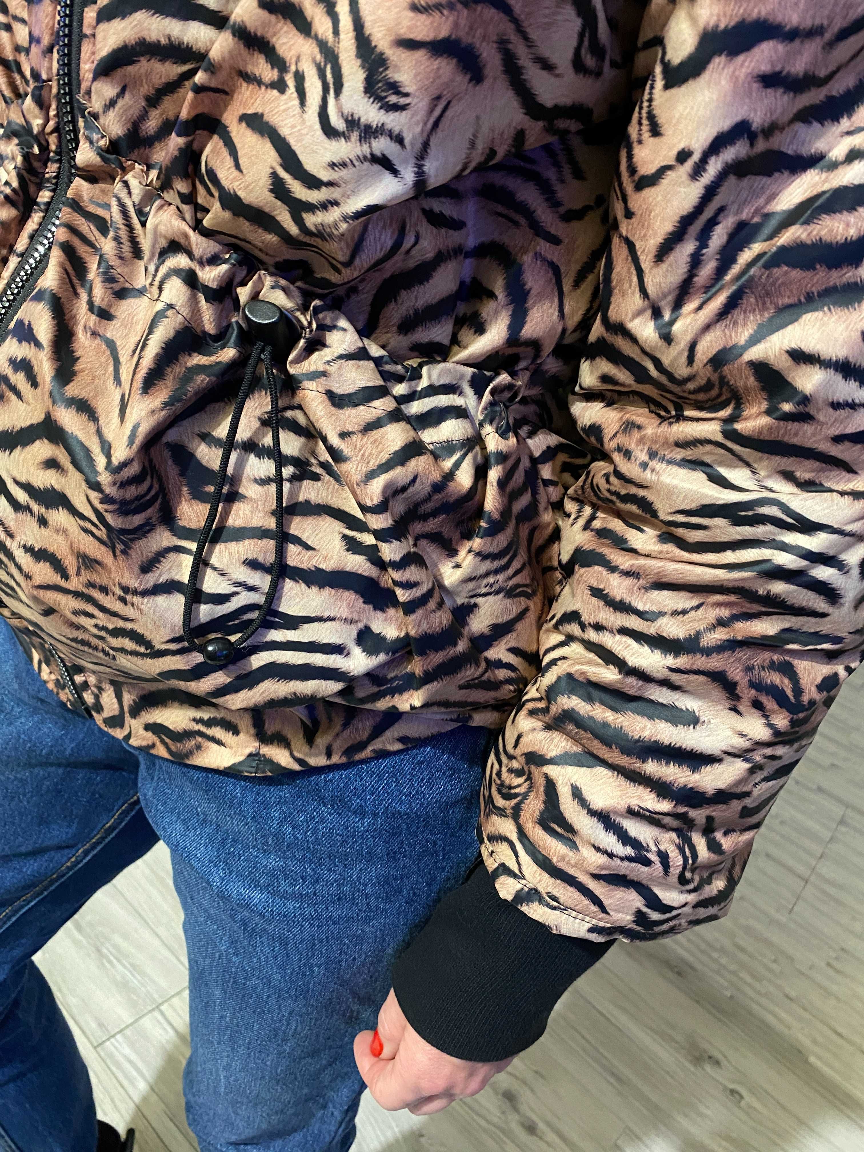 S-M fashion kurtka Tiger - print animal tygrys taśmy S-M