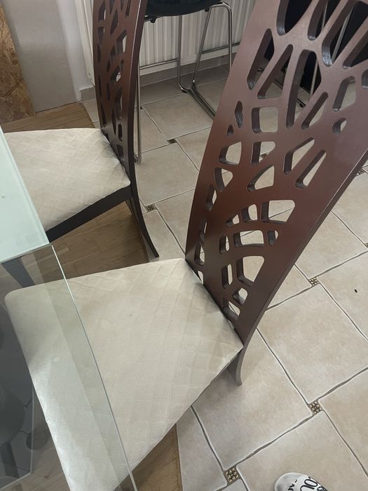 Stół rozkładany szklany 140-180cm + 6 krzeseł