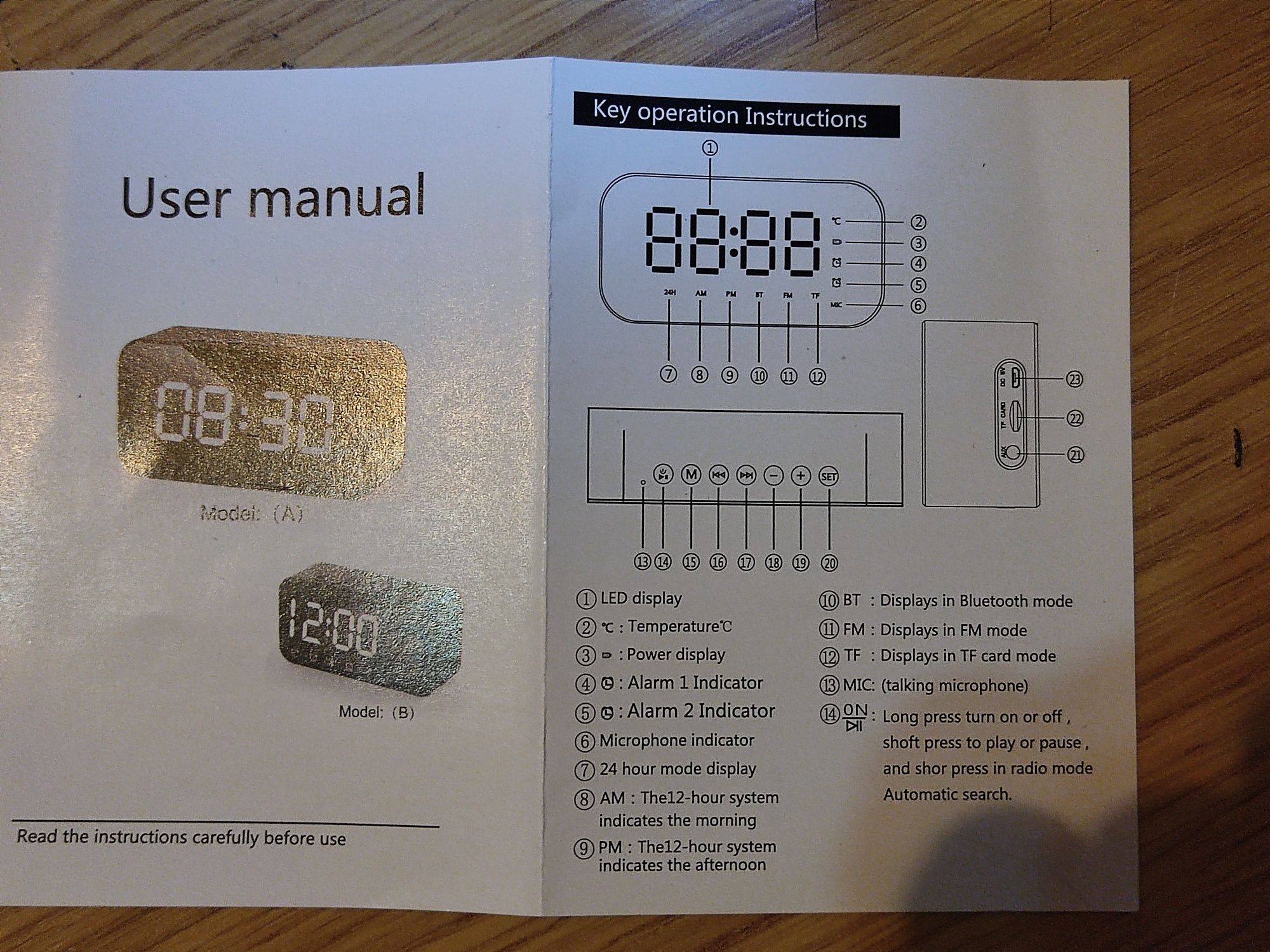 Zegarek cyfrowy zegar budzik radio bluetooth