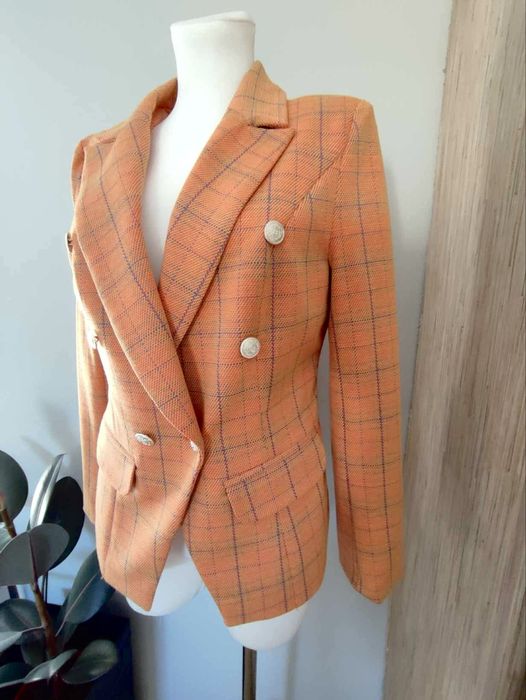 Marynarka damska pomarańczowa w kratkę, Livi, rozmiar  M/38