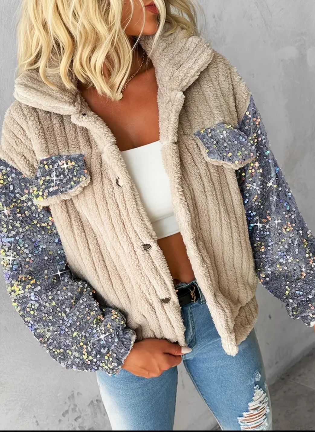 Bluza kurtka cekiny celebrytka butik L XL