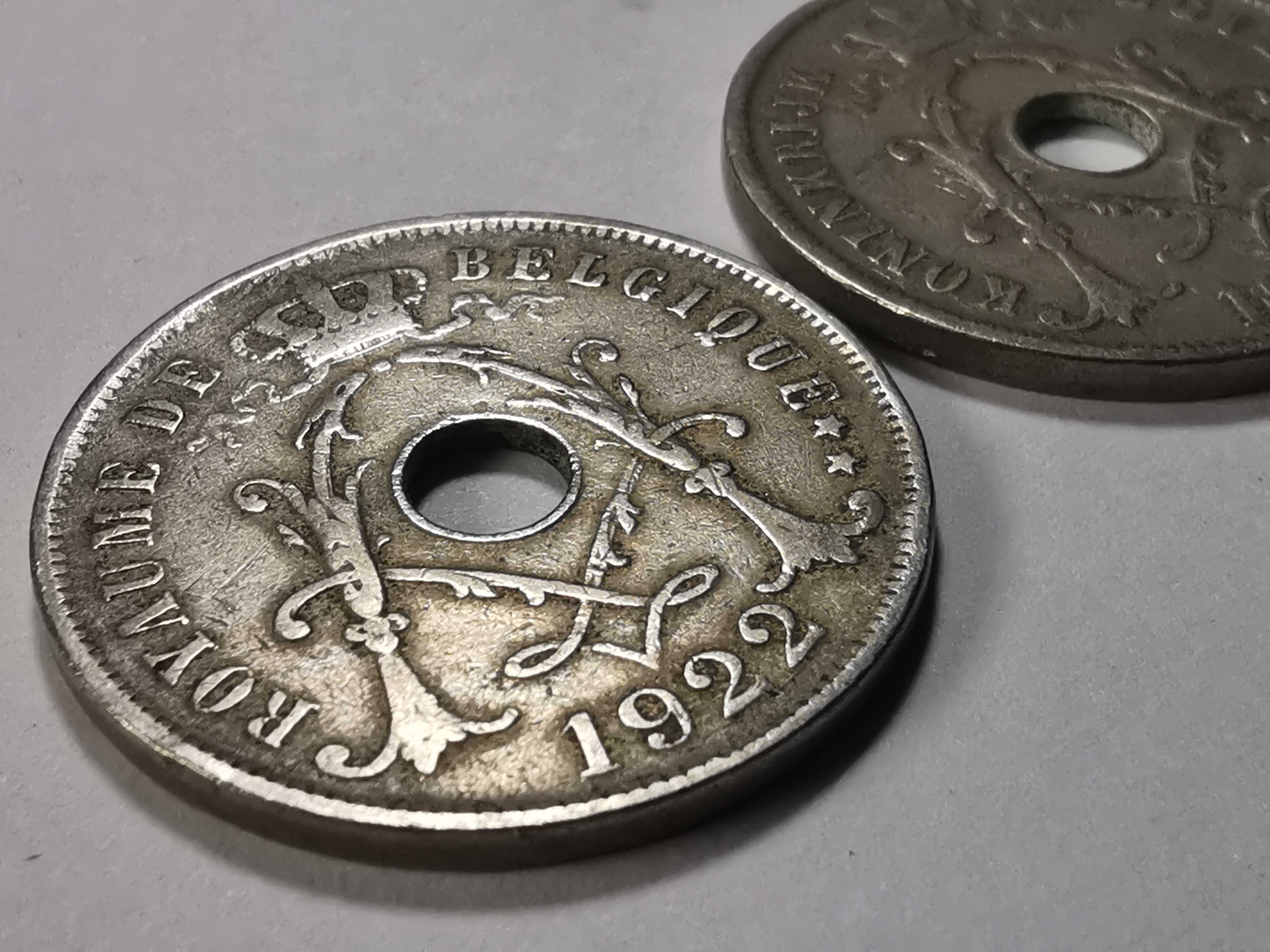 2x 25 centimes 1922r. - Albert I - obie wersje: BELGIQUE i BELGIË