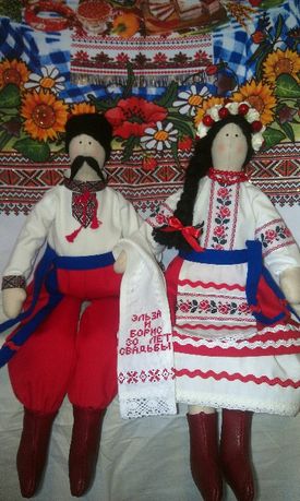 куклы тильда в украинских национальных костюмах ( казак и украиночка )