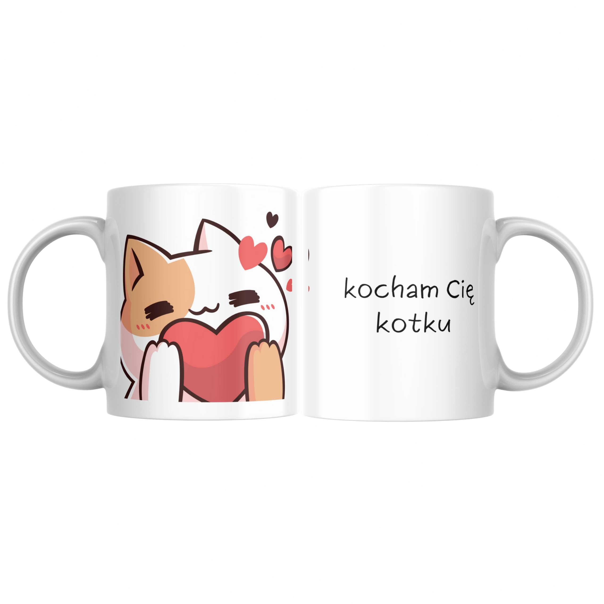 Kubek Kocham Cię kotku prezent walentynki kot serce