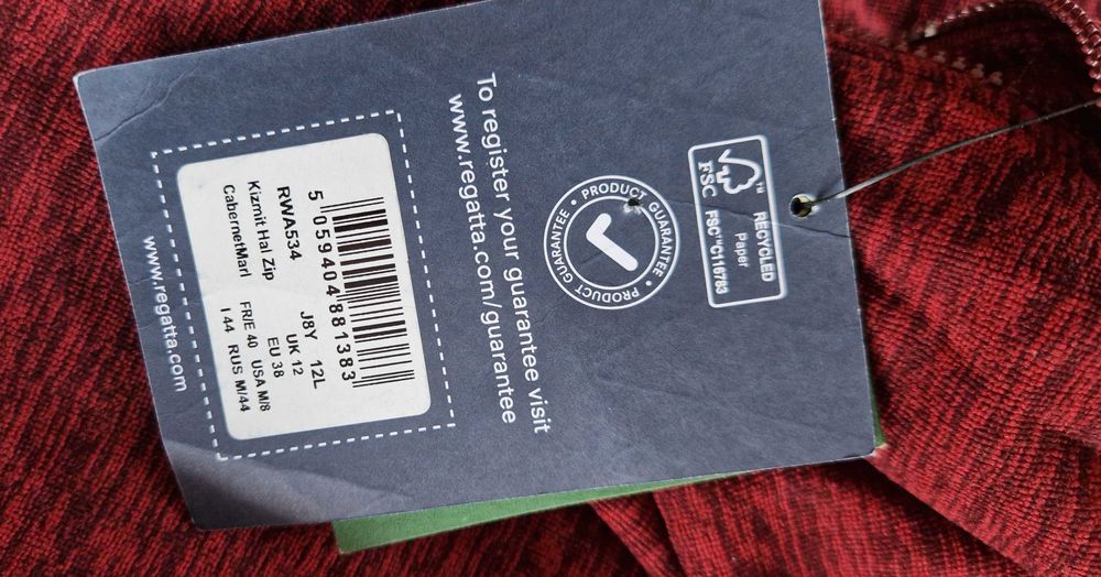 Nowy Czerwony karminowy Polar Z Suwakiem Damski Kizmit Regatta M