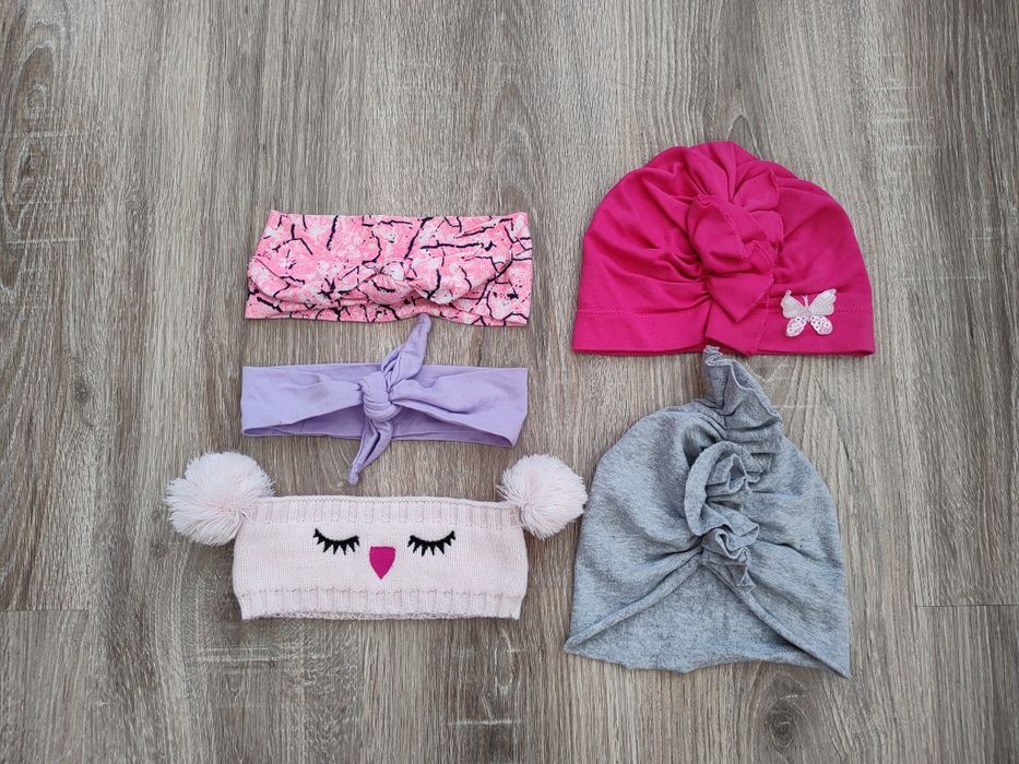 Turban opaska dziewczynka 53 zestaw czapek i opasek 5 szt