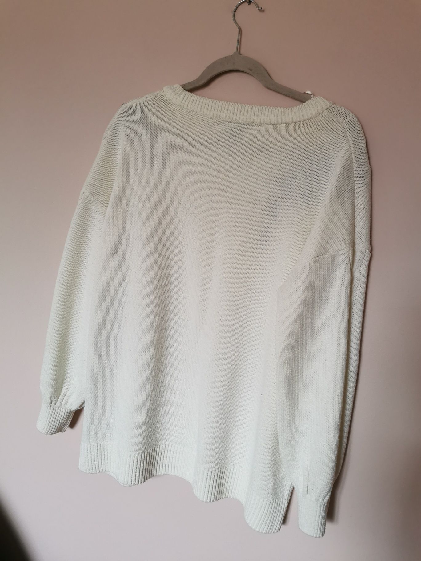 Dorothy Perkins sweter kremowy beżowy aplikacja kwiaty czarna 44 46