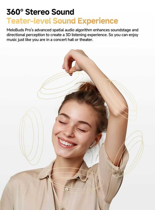 Навушники QCY MeloBuds Pro Hi-Res LDAC Hybrid ANC BT5.3 Gold/Black