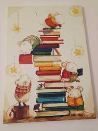 Картина акриловими фарбами "Мишки читають книжки"