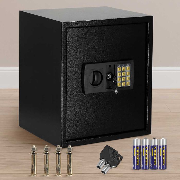 Sejf domowy elektroniczny z szyfrem i kluczem na dokumenty pieniądze